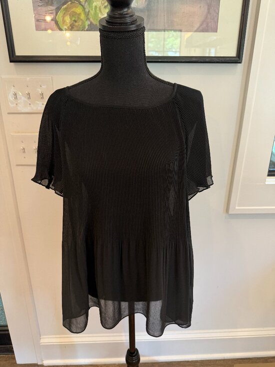 Banana Republic Tops - Banana Republic Pleated Georgette Short Sleeve Blouse